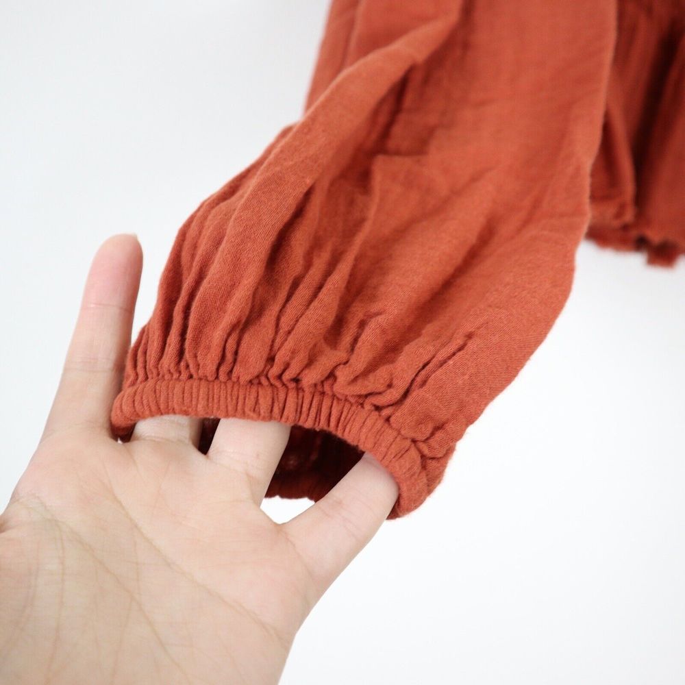 NWT Free People Size XS Lyra Tiered Bed Jacket Gauzey Rust Orange - Picture 7 of 11